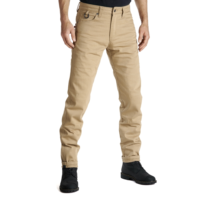 Jeans PANDO MOTO Robby Slim beige soldes