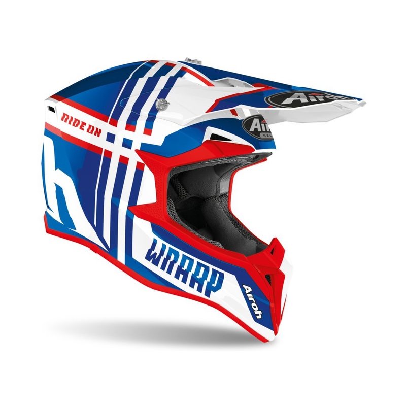 Casque motocross enfant Airoh Wraap Youth Broken bleu-blanc-rouge
