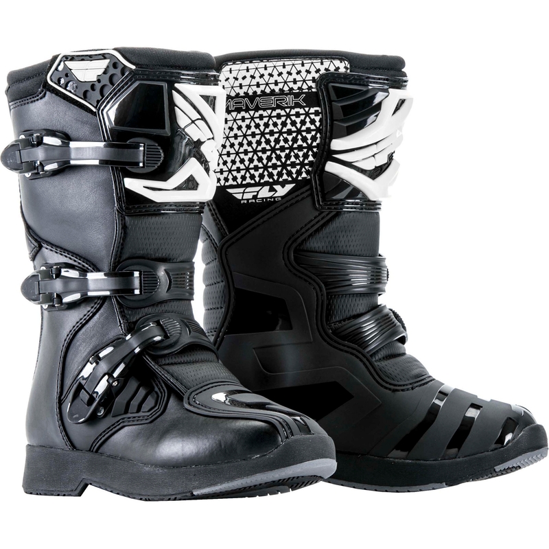 Bottes de moto pour enfants FLY Racing NEW Maverik Youth Black and White