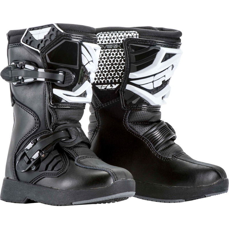 Bottes de moto pour enfants FLY Racing NEW Maverik Mini Black and White