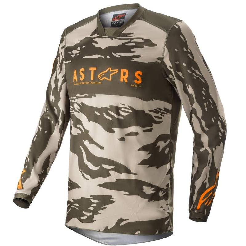 Maillot motocross enfant Alpinestars Racer Tactical camo vert-beige-orange