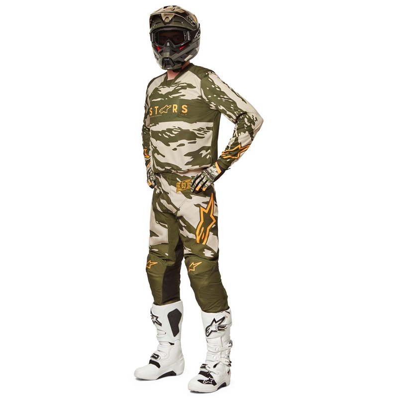 Maillot motocross enfant Alpinestars Racer Tactical camo vert-beige-orange