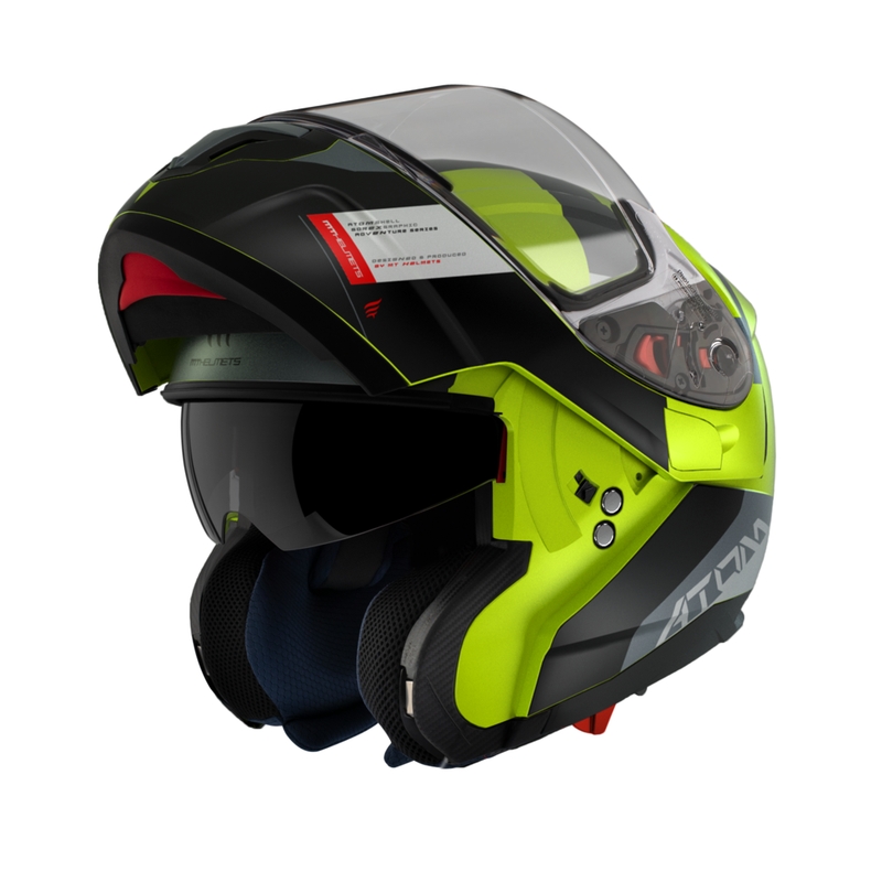 Casque Moto Modulable MT Atom SV Gorex C3 Noir-Gris-Jaune Fluo Promo soldes