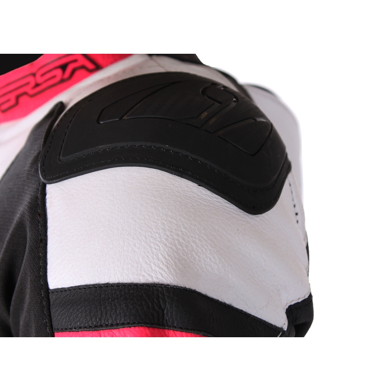 Combinaison moto femme RSA GT2 noir-blanc-rose fluo en solde soldes