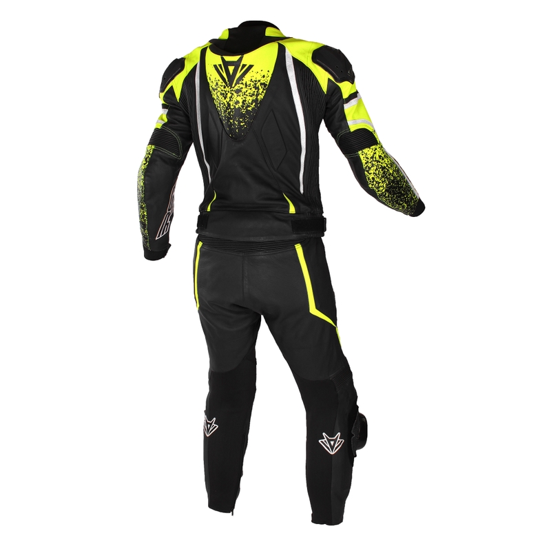 Combinaison de moto RSA GT2 noir-blanc-jaune fluo soldes