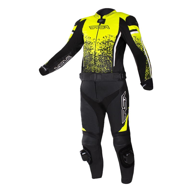Combinaison de moto RSA GT2 noir-blanc-jaune fluo soldes