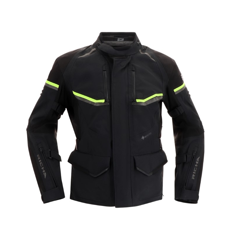 Veste moto RICHA Atlantic 2 Gore-Tex noir-jaune fluo soldes