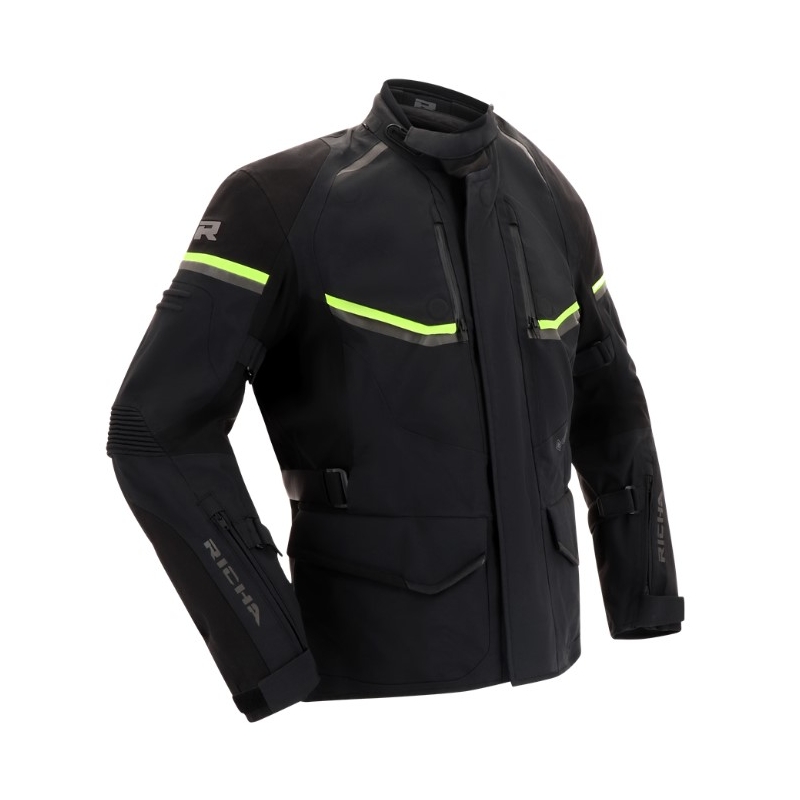Veste moto RICHA Atlantic 2 Gore-Tex noir-jaune fluo soldes