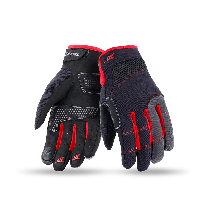 Gants moto SEVENTY DEGREES SD-C48 noir et rouge