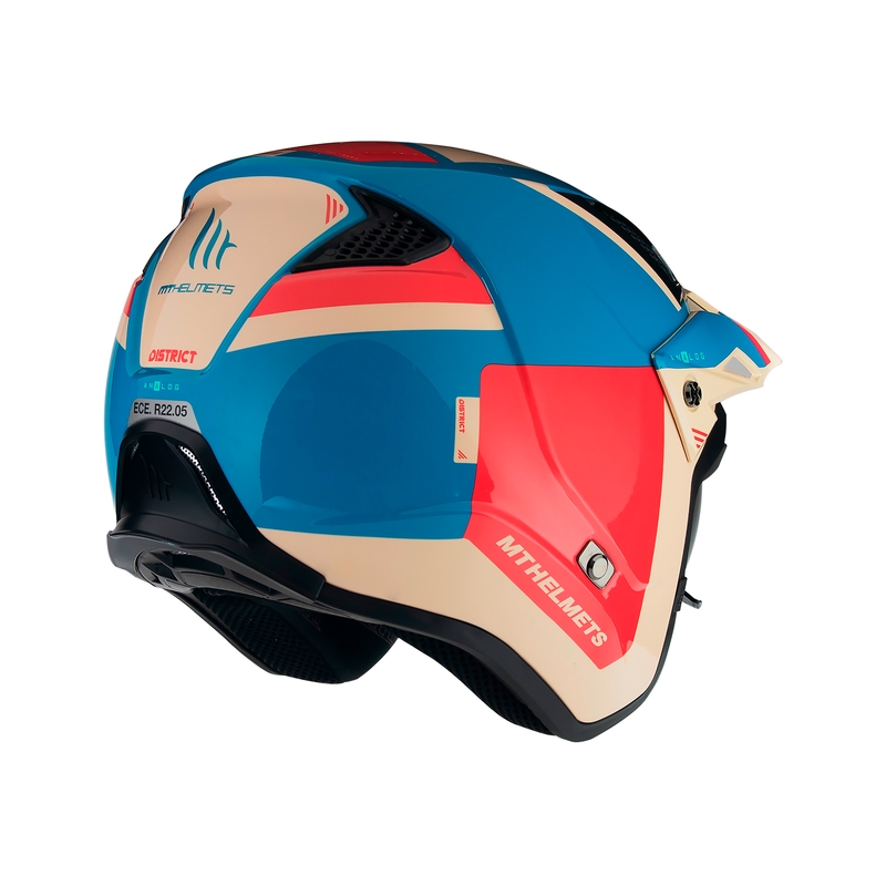 MT District SV Analog D7 casque moto open trial rouge-bleu-beige