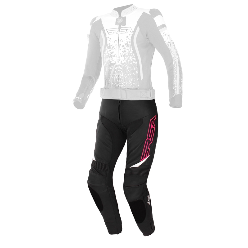 Pantalon de moto RSA GT2 noir-blanc-rose fluo pour femme soldes