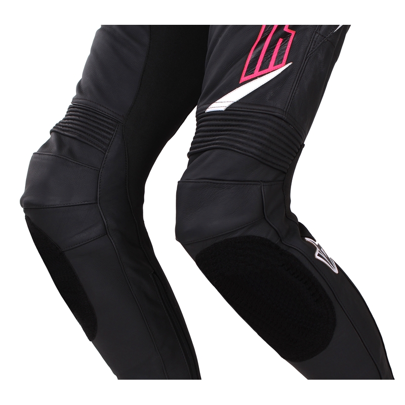 Pantalon de moto RSA GT2 noir-blanc-rose fluo pour femme soldes