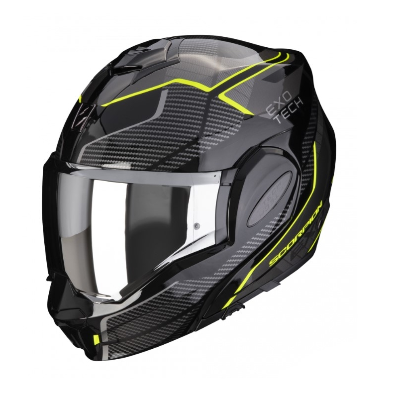 Casque à visière Scorpion EXO-TECH EVO ANIMO noir-gris-jaune fluo soldes