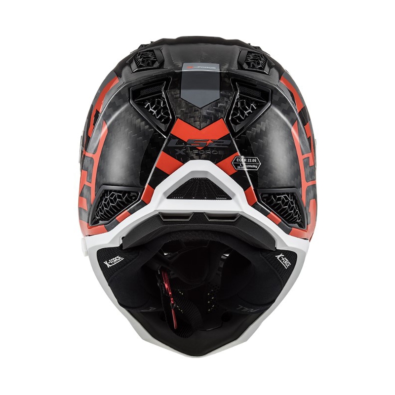 Casque motocross LS2 MX703 C X-Force Barrier H-V noir-gris-rouge-jaune