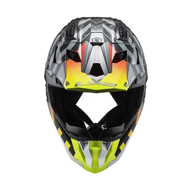 Casque motocross LS2 MX703 C X-Force Barrier H-V noir-gris-rouge-jaune