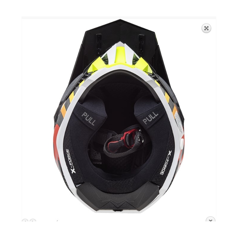 Casque motocross LS2 MX703 C X-Force Barrier H-V noir-gris-rouge-jaune