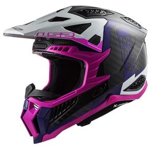 Casque motocross LS2 MX703 C X-Force Victory noir-blanc-violet-rose