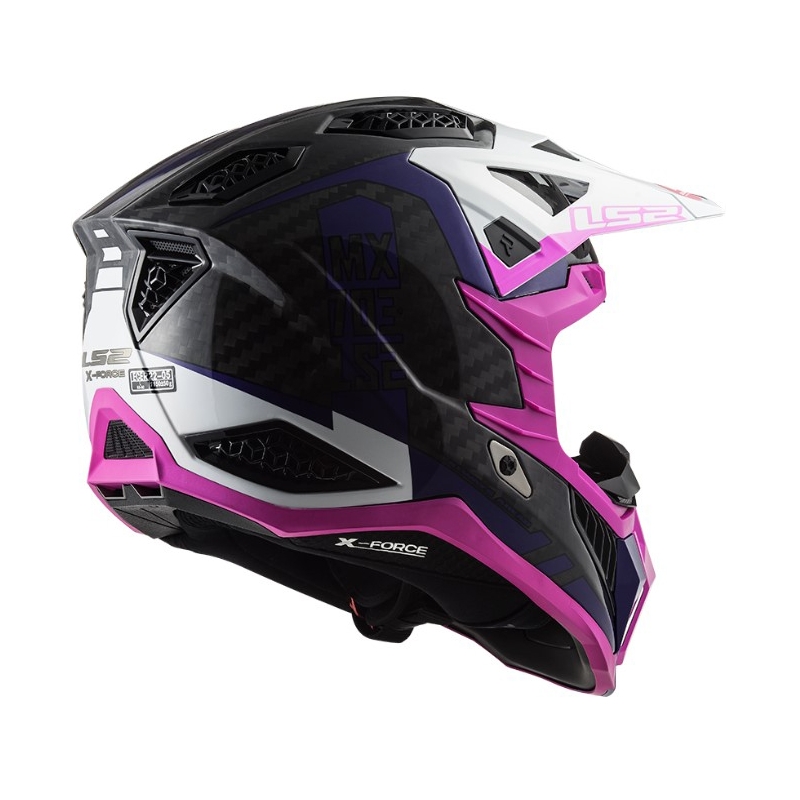 Casque motocross LS2 MX703 C X-Force Victory noir-blanc-violet-rose