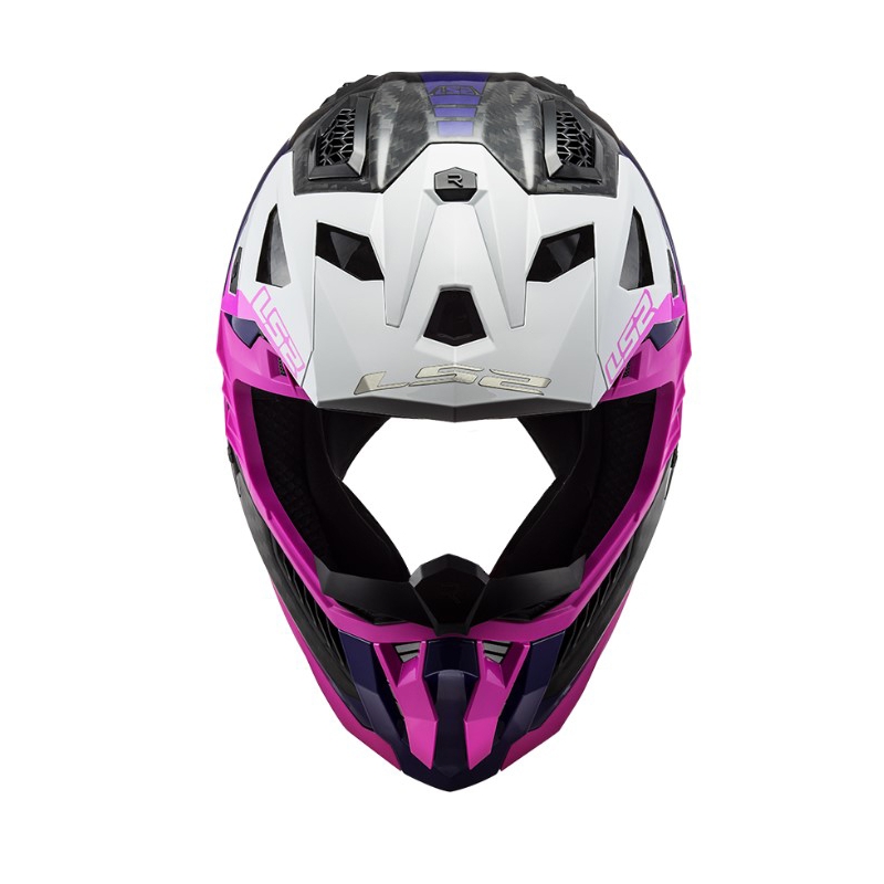Casque motocross LS2 MX703 C X-Force Victory noir-blanc-violet-rose