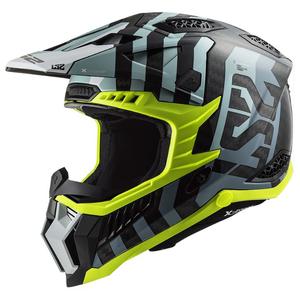 Casque motocross LS2 MX703 C X-Force Barrier noir-bleu-jaune fluo