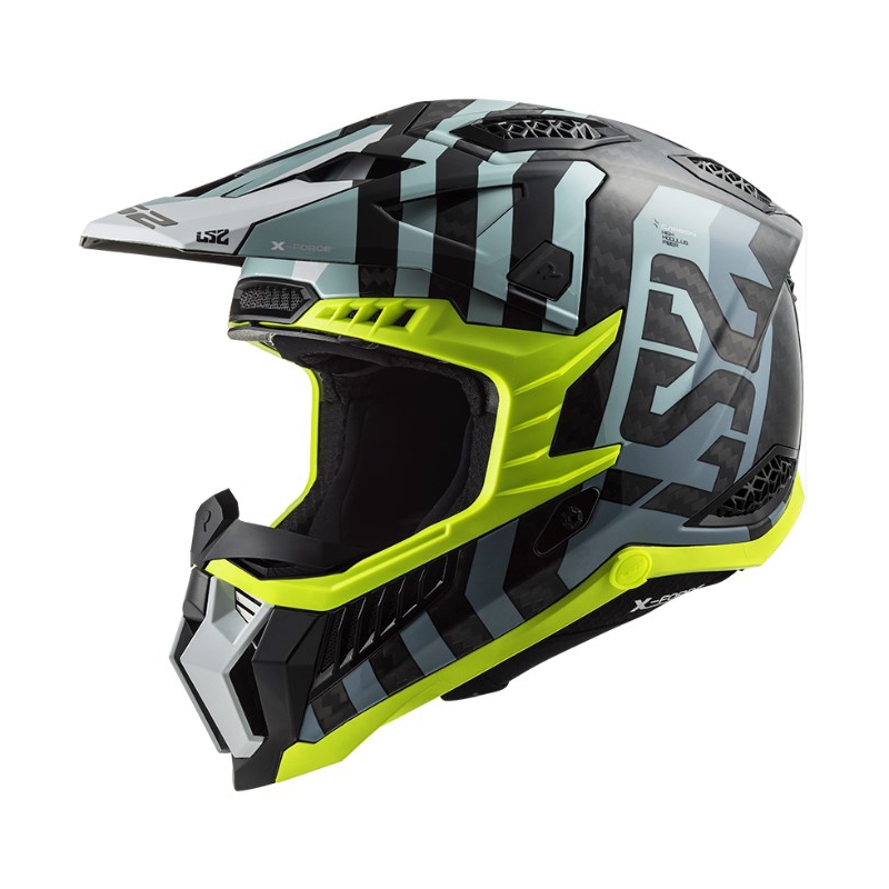 Casque motocross LS2 MX703 C X-Force Barrier noir-bleu-jaune fluo