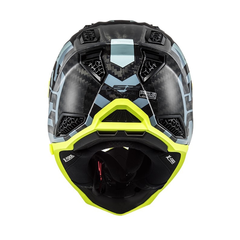 Casque motocross LS2 MX703 C X-Force Barrier noir-bleu-jaune fluo