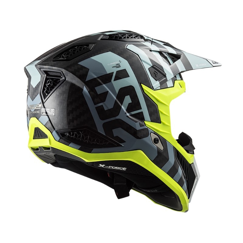 Casque motocross LS2 MX703 C X-Force Barrier noir-bleu-jaune fluo