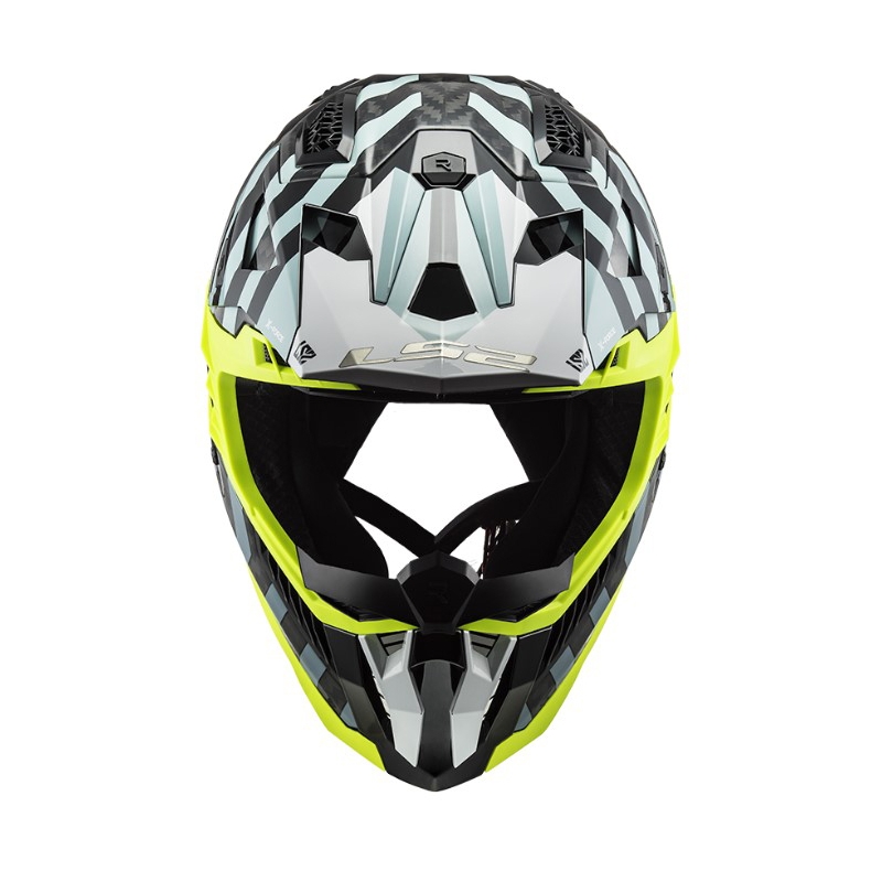 Casque motocross LS2 MX703 C X-Force Barrier noir-bleu-jaune fluo