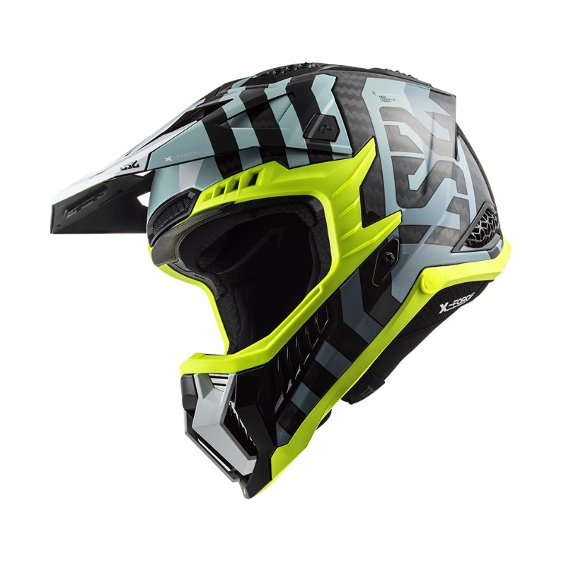 Casque motocross LS2 MX703 C X-Force Barrier noir-bleu-jaune fluo