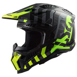 Casque motocross LS2 MX703 C X-Force Barrier H-V noir-gris-jaune fluo
