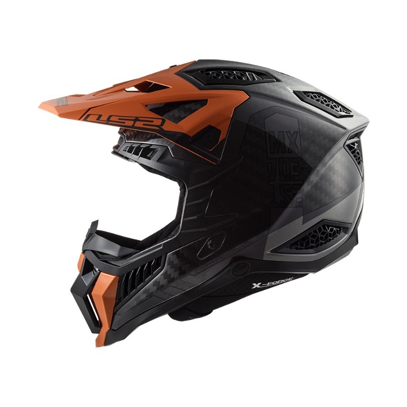 Casque motocross LS2 MX703 C X-Force Victory noir-titane-orange