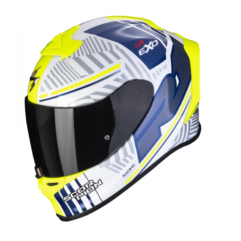 Casque intégral Scorpion EXO-R1 EVO Air Victory blanc-bleu-jaune