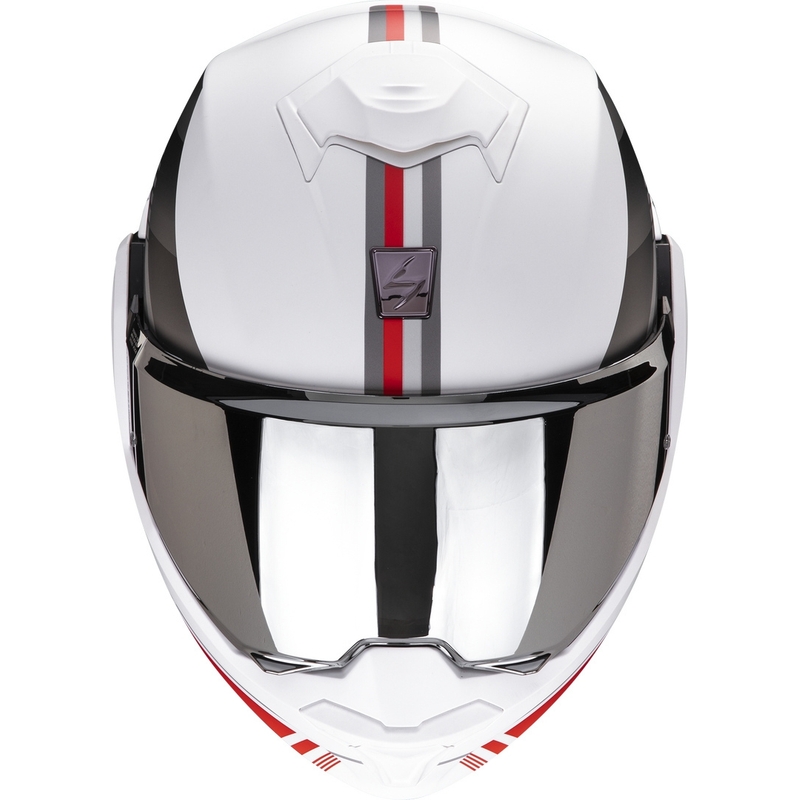 Casque moto pliable Scorpion EXO-TECH EVO Genre blanc-argent-rouge soldes