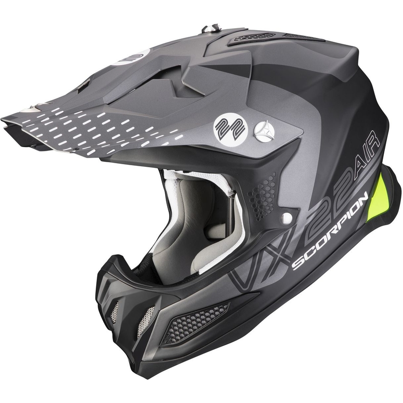 Casque de motocross Scorpion VX-22 Air Ares noir-argenté mat