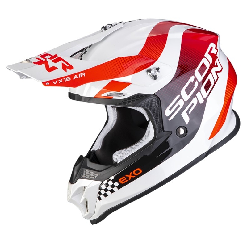 Casque motocross Scorpion VX-16 EVO AIR SOUL blanc-rouge