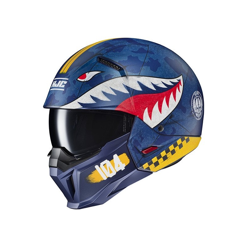 Casque ouvert avec masque HJC i20 Vanguard Call Of Duty MC2SF blanc-jaune-rouge-bleu