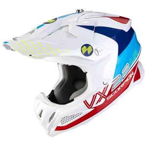 Casque de motocross Scorpion VX-22 Air Ares blanc-bleu-rouge