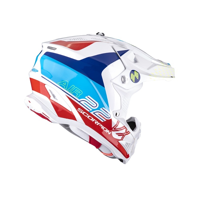 Casque de motocross Scorpion VX-22 Air Ares blanc-bleu-rouge