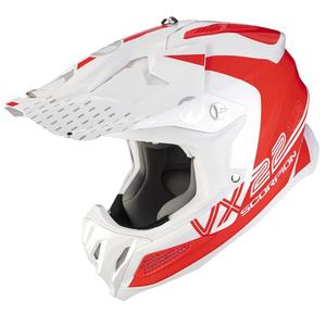 Casque de motocross Scorpion VX-22 Air Ares blanc-rouge