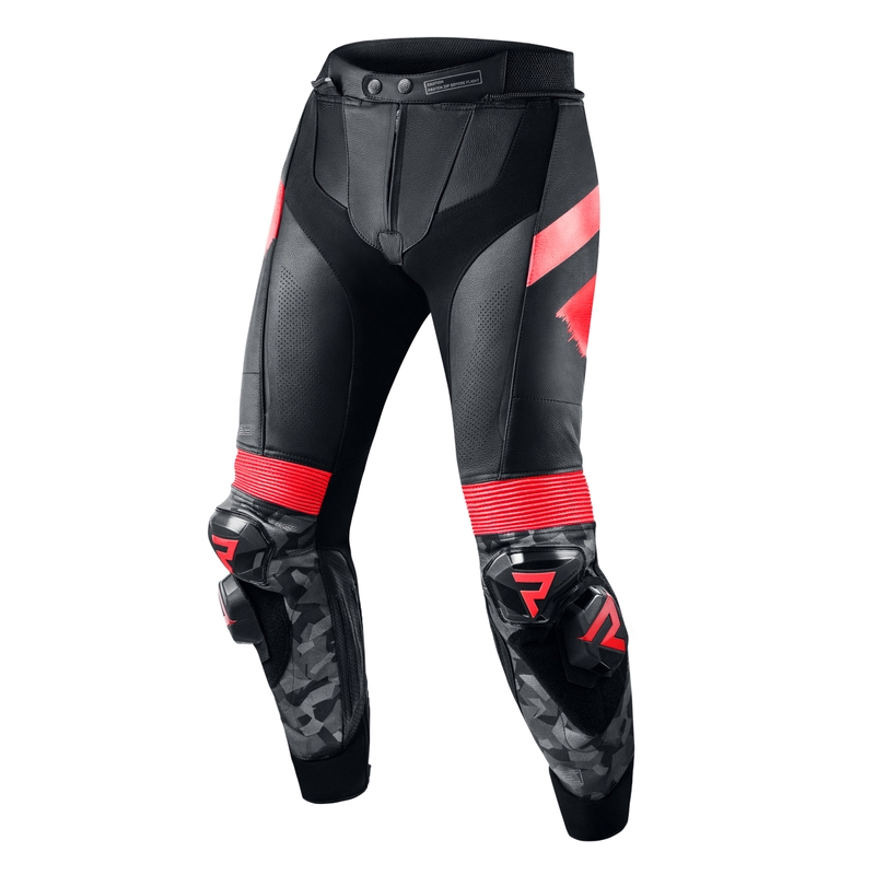 Pantalon de moto Rebelhorn Rebel 22 noir-rouge fluo soldes