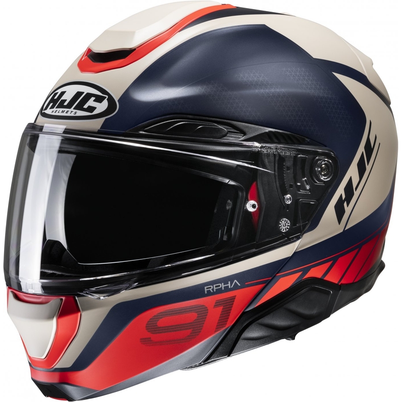 Casque moto modulable HJC RPHA 91 Rafino MC1SF rouge-bleu-beige