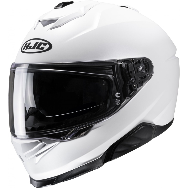 Casque moto intégral HJC i71 Solid Semi Flat blanc perle