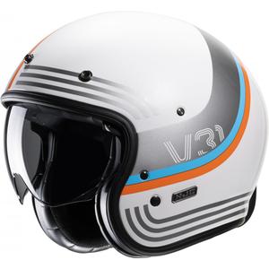 Casque moto ouvert HJC V31 Byron MC27 orange-bleu-gris-blanc