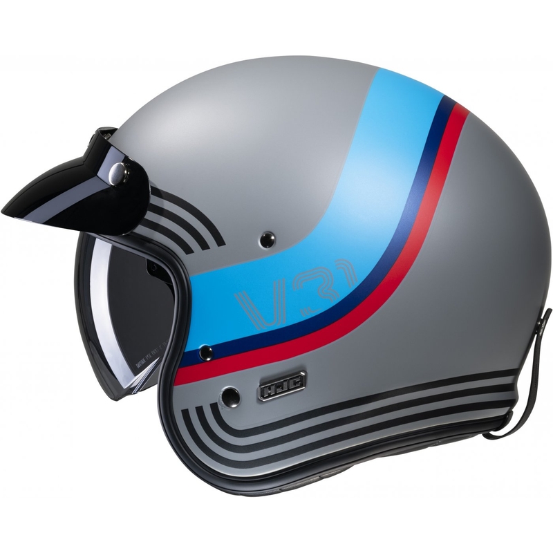 Casque moto ouvert HJC V31 Byron MC21SF rouge-bleu-noir-gris