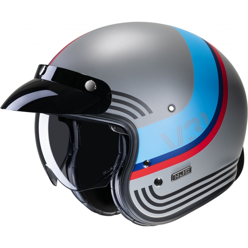 Casque moto ouvert HJC V31 Byron MC21SF rouge-bleu-noir-gris