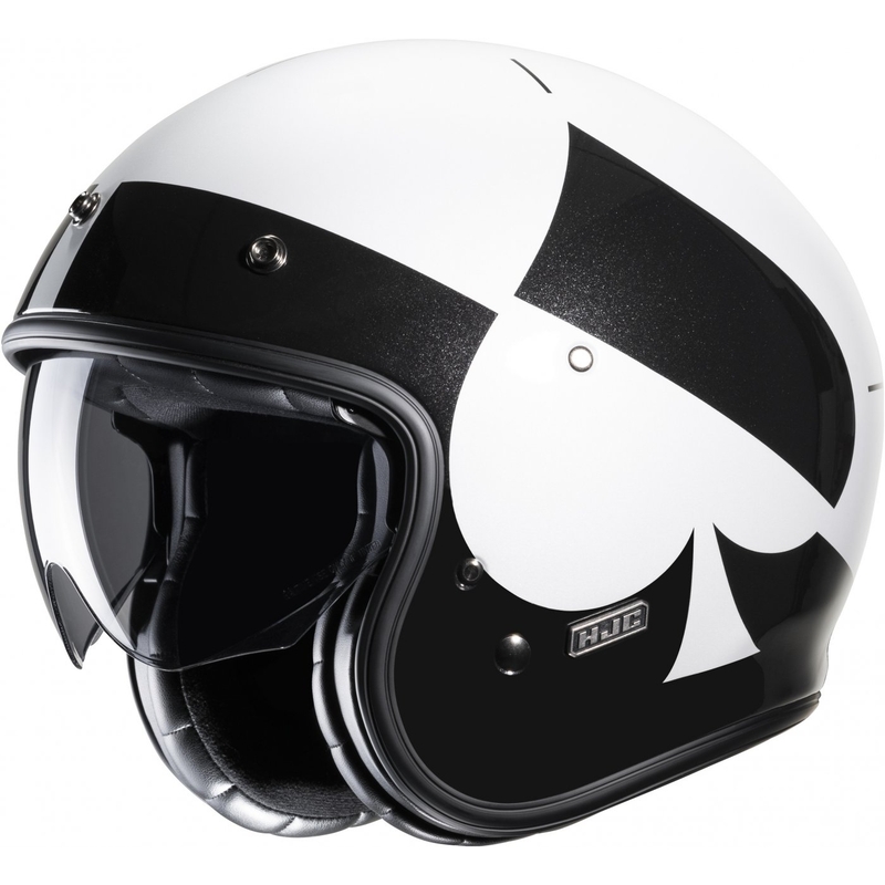 Casque moto ouvert HJC V31 Kuz MC5 noir et blanc soldes