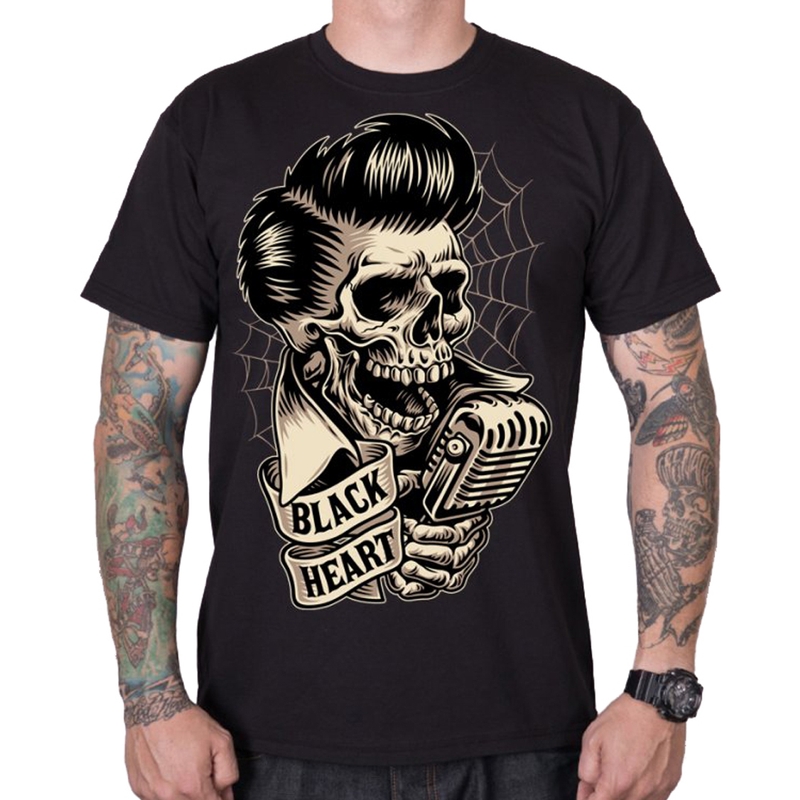 Chemise Rockabilly à cœur noir pour hommes