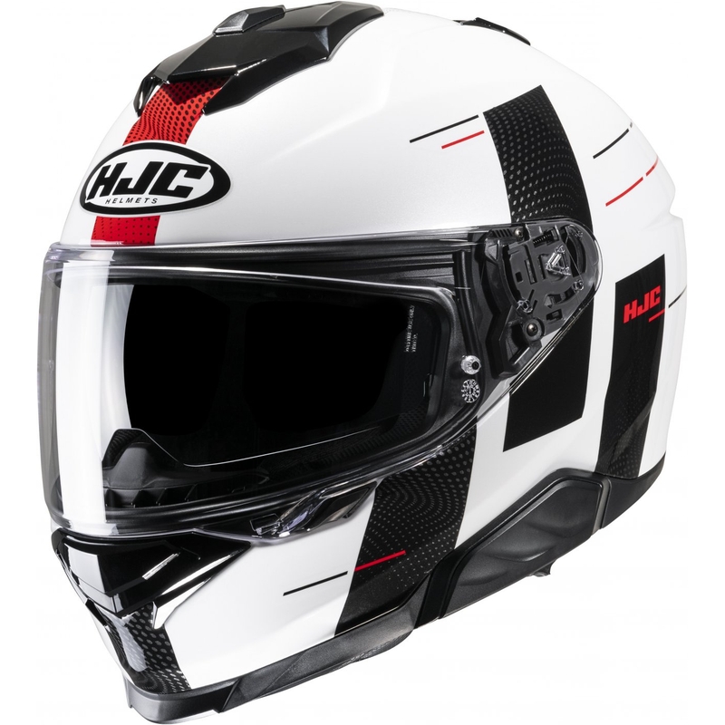Casque moto intégral HJC i71 Peka MC1 rouge-noir-blanc