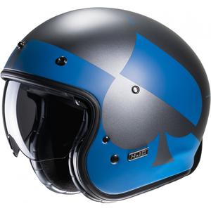 Casque moto ouvert HJC V31 Kuz MC2SF gris-bleu soldes