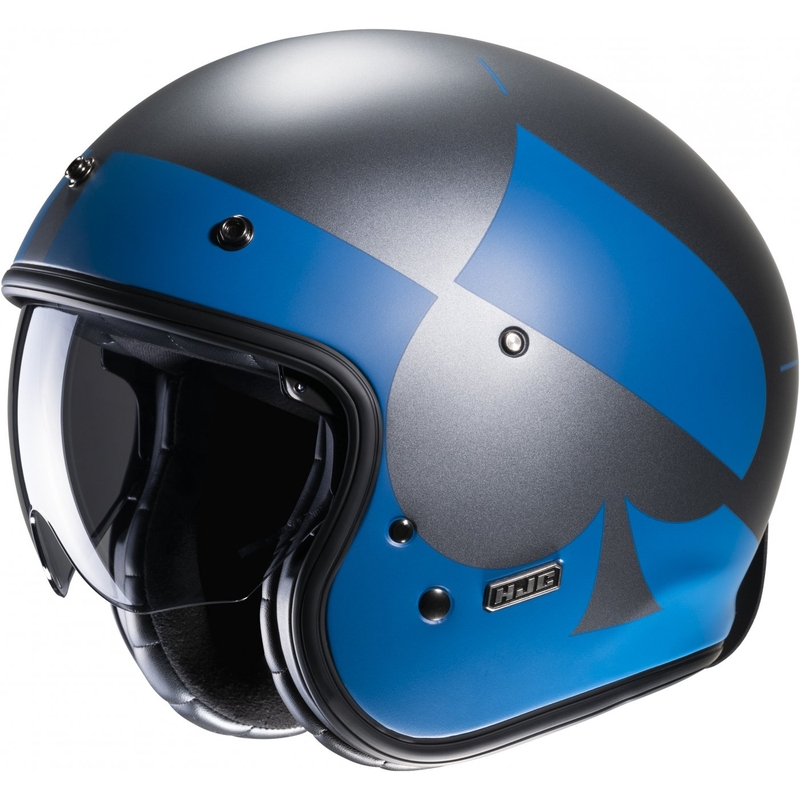 Casque moto ouvert HJC V31 Kuz MC2SF gris-bleu soldes